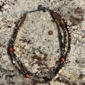 Silpada .925 3 strand coral necklace